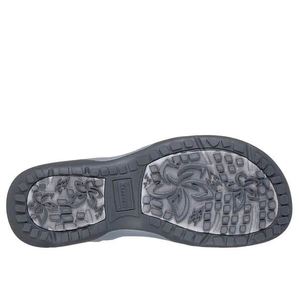 Skechers Reggae Slim Sunnyside 2.0 ladies' navy vegan elasticated textile sandals with a textured patterned sole.
