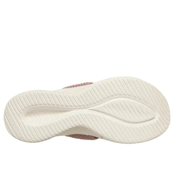 Skechers Ultra Flex 3.0 ladies mauve vegan slip-on mule with textured rubber sole and cushioned comfort.