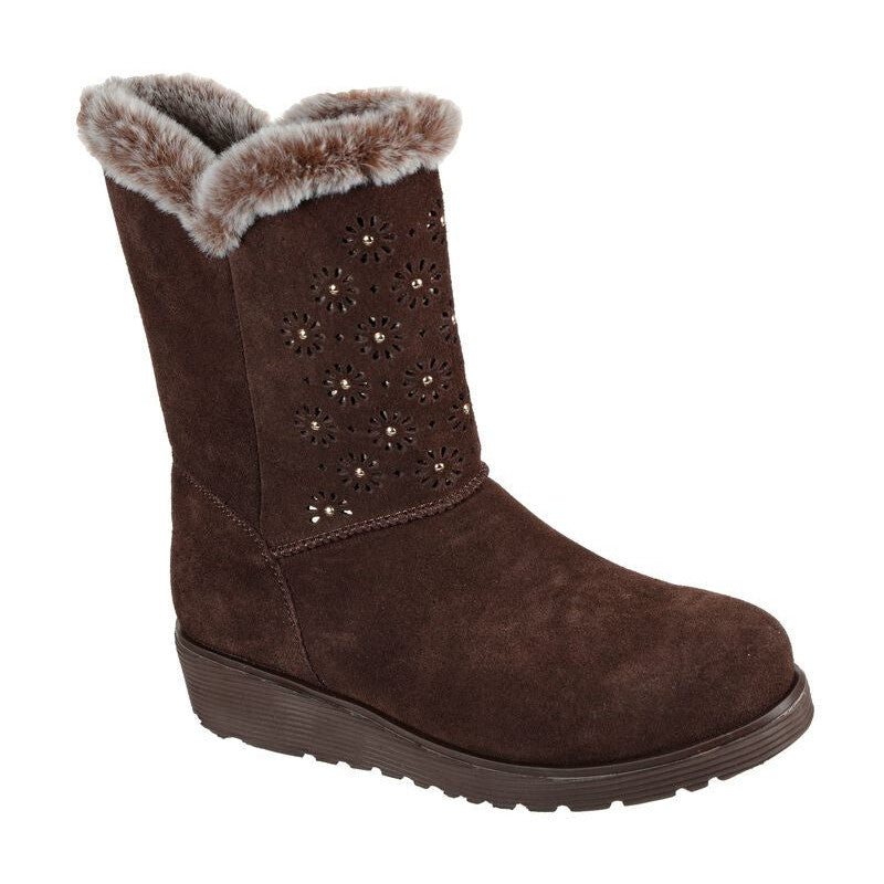 Skechers 167115 Keepsakes Wedge Lovely Stud Ladies Brown Suede Ankle Boots-elevate your sole