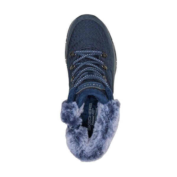 Skechers 167886 Trego - Stormie Frost Ladies Navy Leather Ankle Boots, insole and footbed view.