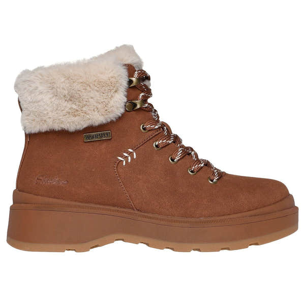 Skechers 168087 Park City Ladies Chestnut Brown Lace Up Ankle Boots-elevate your sole