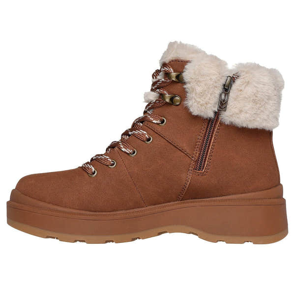 Skechers 168087 Park City Ladies Chestnut Brown Lace Up Ankle Boots-elevate your sole