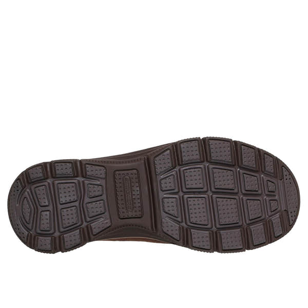 Skechers 169157 Easy Going - Floral Moment Ladies Chocolate Leather Ankle Boots, sole and tread view.