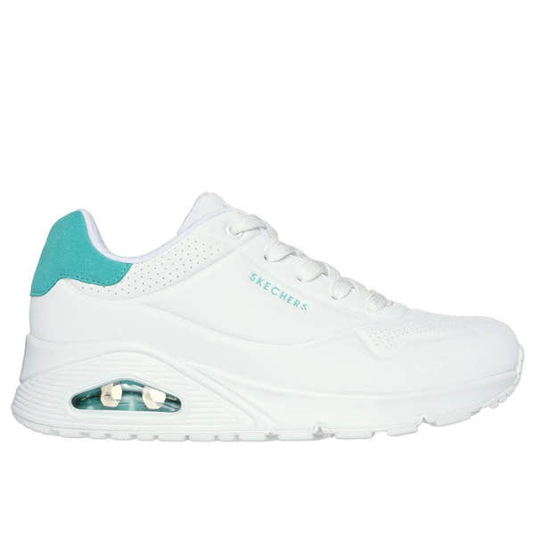 Skechers 177092 Uno - Pop Back Ladies White Mint Lace Up Trainers-elevate your sole
