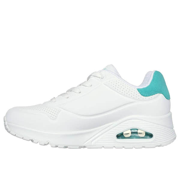 Skechers 177092 Uno - Pop Back Ladies White Mint Lace Up Trainers-elevate your sole