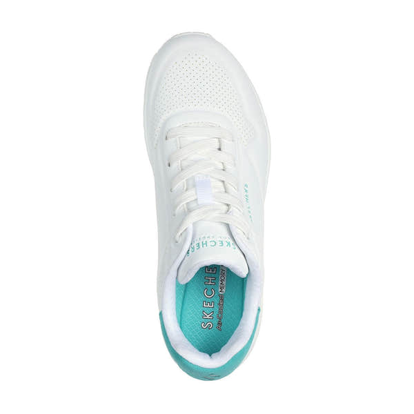 Skechers 177092 Uno - Pop Back Ladies White Mint Lace Up Trainers-elevate your sole
