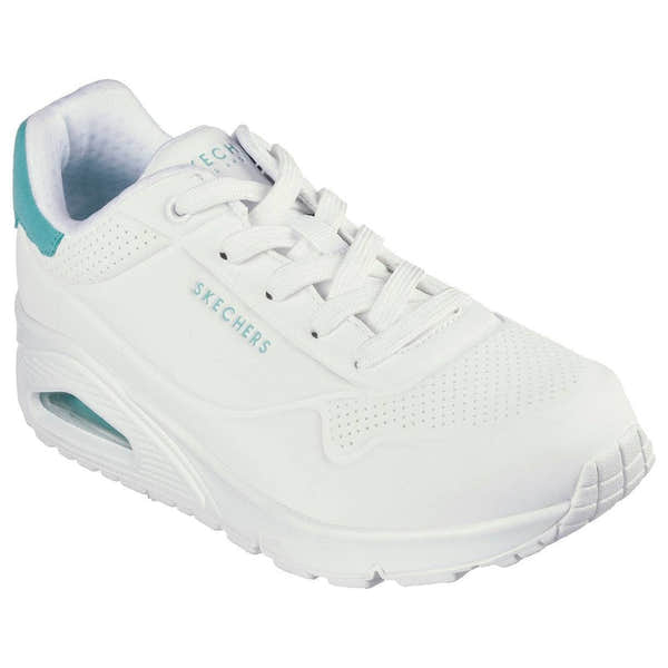 Skechers 177092 Uno - Pop Back Ladies White Mint Lace Up Trainers-elevate your sole