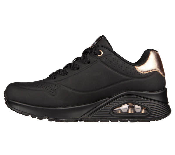 Skechers 177094 Uno Golden Air Ladies Black Textile Lace Up Trainers-elevate your sole