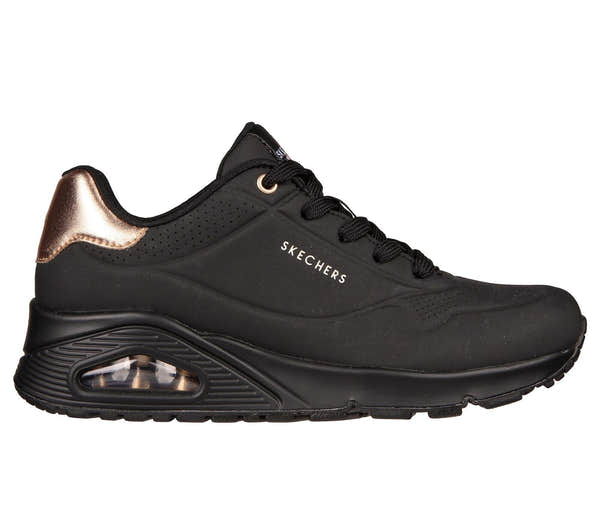Skechers 177094 Uno Golden Air Ladies Black Textile Lace Up Trainers-elevate your sole