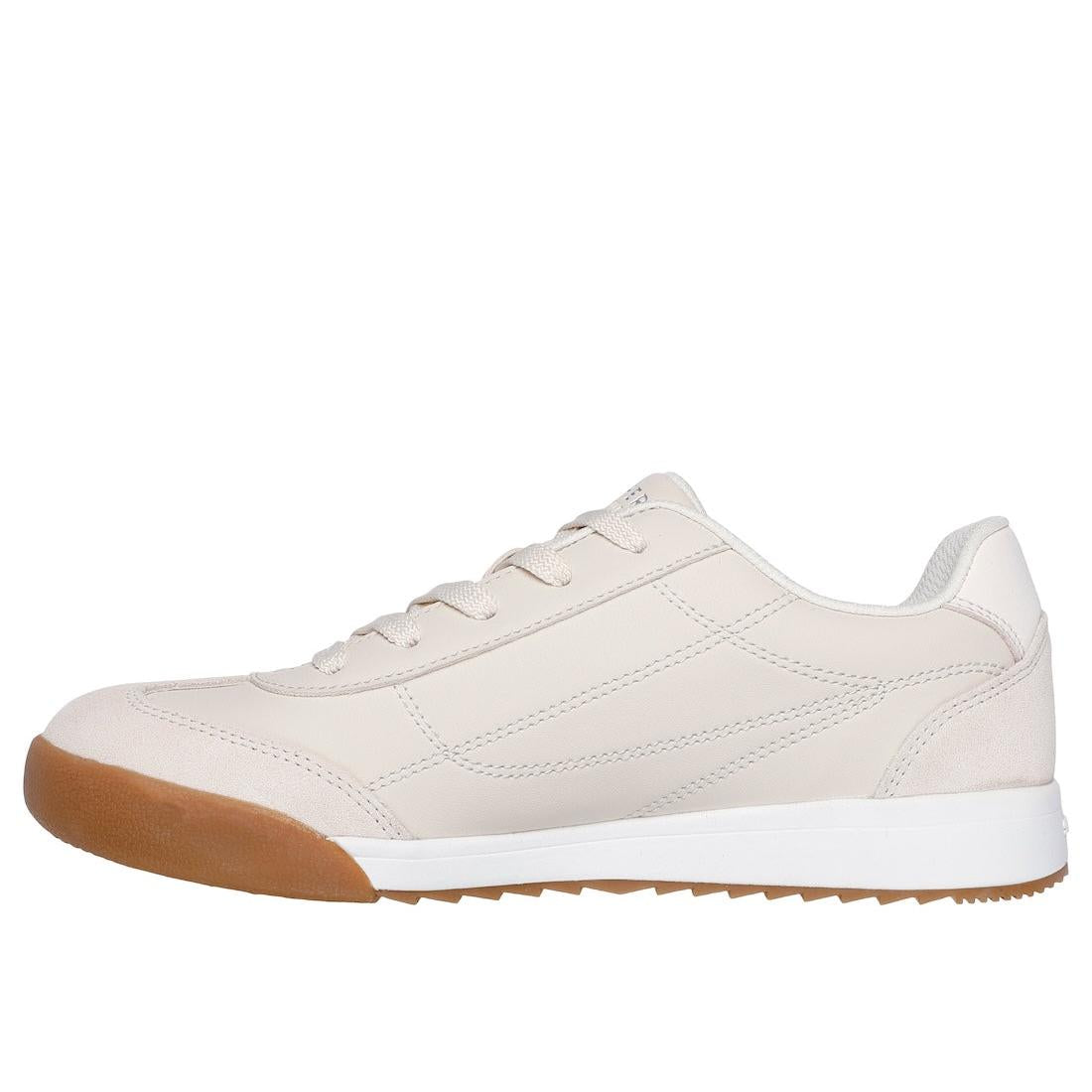 Skechers Zinger 2.0 Ultimate Classic ladies' off-white leather lace-up trainers with gum sole.