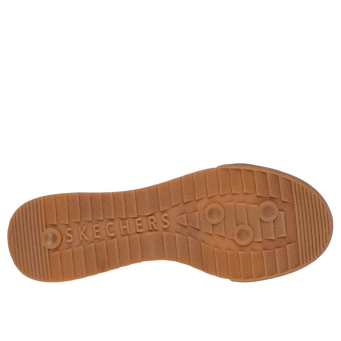 Skechers Zinger 2.0 Ultimate Classic Ladies Off White Leather Lace-Up Trainers with rubber sole and branded tread pattern.