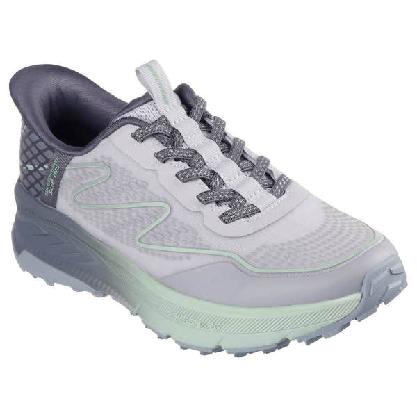 Skechers 180157 Switch Back - Mist Ladies Grey Green Textile Vegan Slip On Trainers-elevate your sole