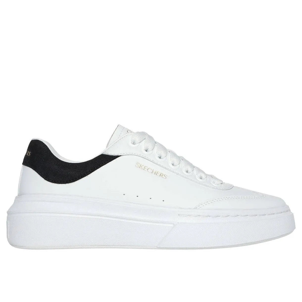Skechers 185060 Cordova Classic-Best Behavior Ladies White Black Leather Lace Up Trainers-elevate your sole