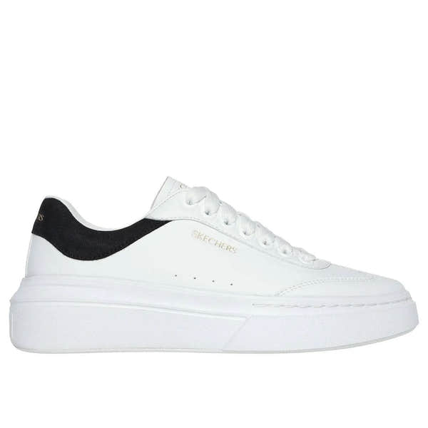 Skechers 185060 Cordova Classic-Best Behavior Ladies White Black Leather Lace Up Trainers-elevate your sole