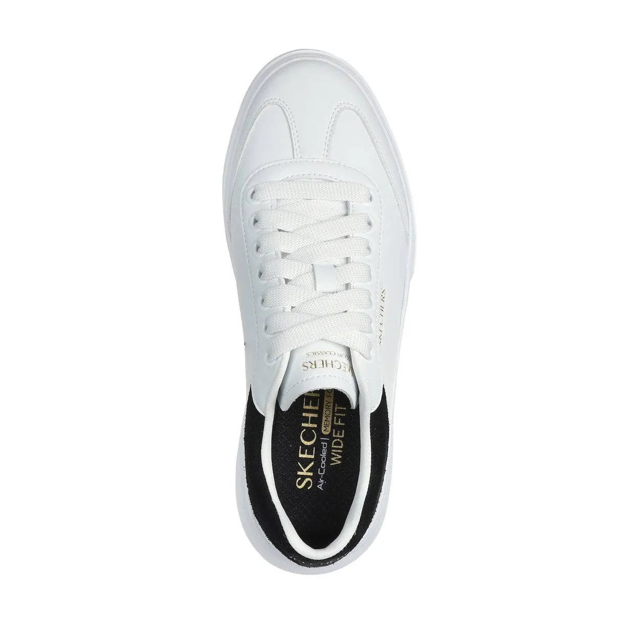 Skechers 185060 Cordova Classic-Best Behavior Ladies White Black Leather Lace Up Trainers-elevate your sole