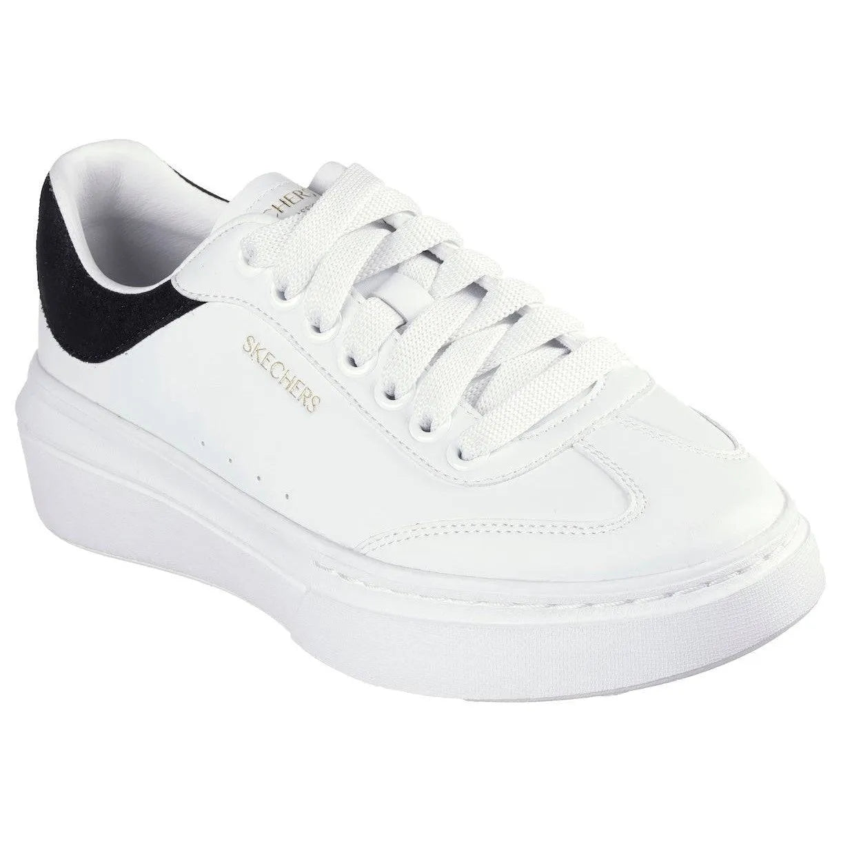 Skechers 185060 Cordova Classic-Best Behavior Ladies White Black Leather Lace Up Trainers-elevate your sole