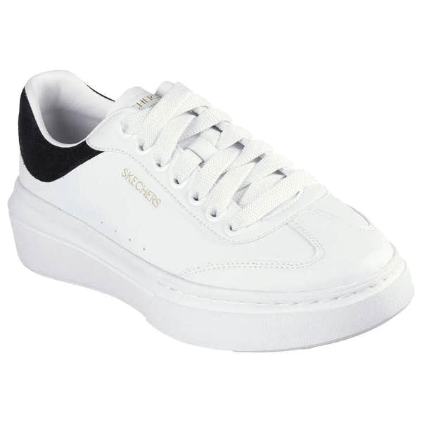 Skechers 185060 Cordova Classic-Best Behavior Ladies White Black Leather Lace Up Trainers-elevate your sole