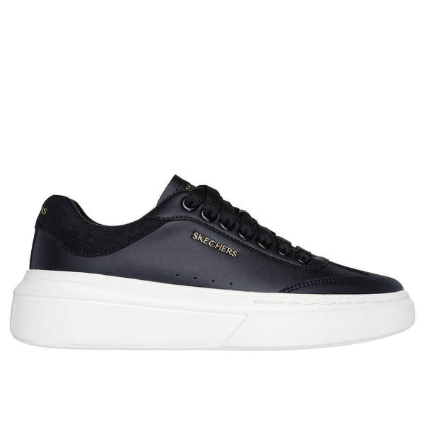 Skechers 185060 Cordova Classic-Best Ladies Black Leather Lace Up Trainers-elevate your sole