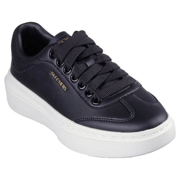 Skechers 185060 Cordova Classic-Best Ladies Black Leather Lace Up Trainers-elevate your sole