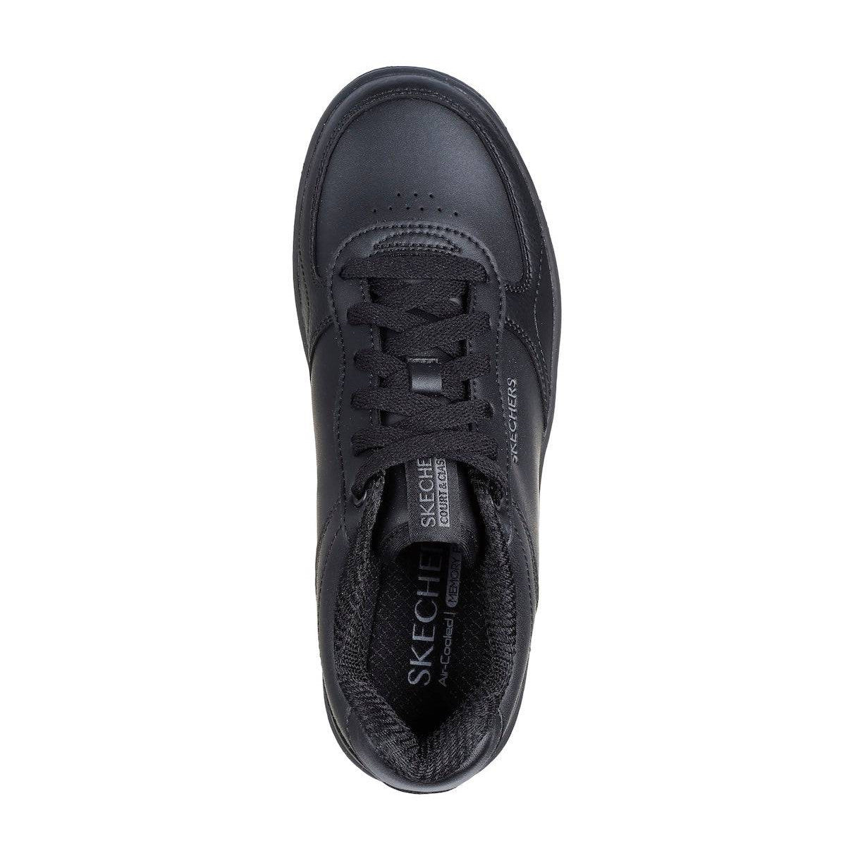 Skechers 185160 Sport Court 2.0 - Co Ladies Black Leather Lace Up Trainers-elevate your sole
