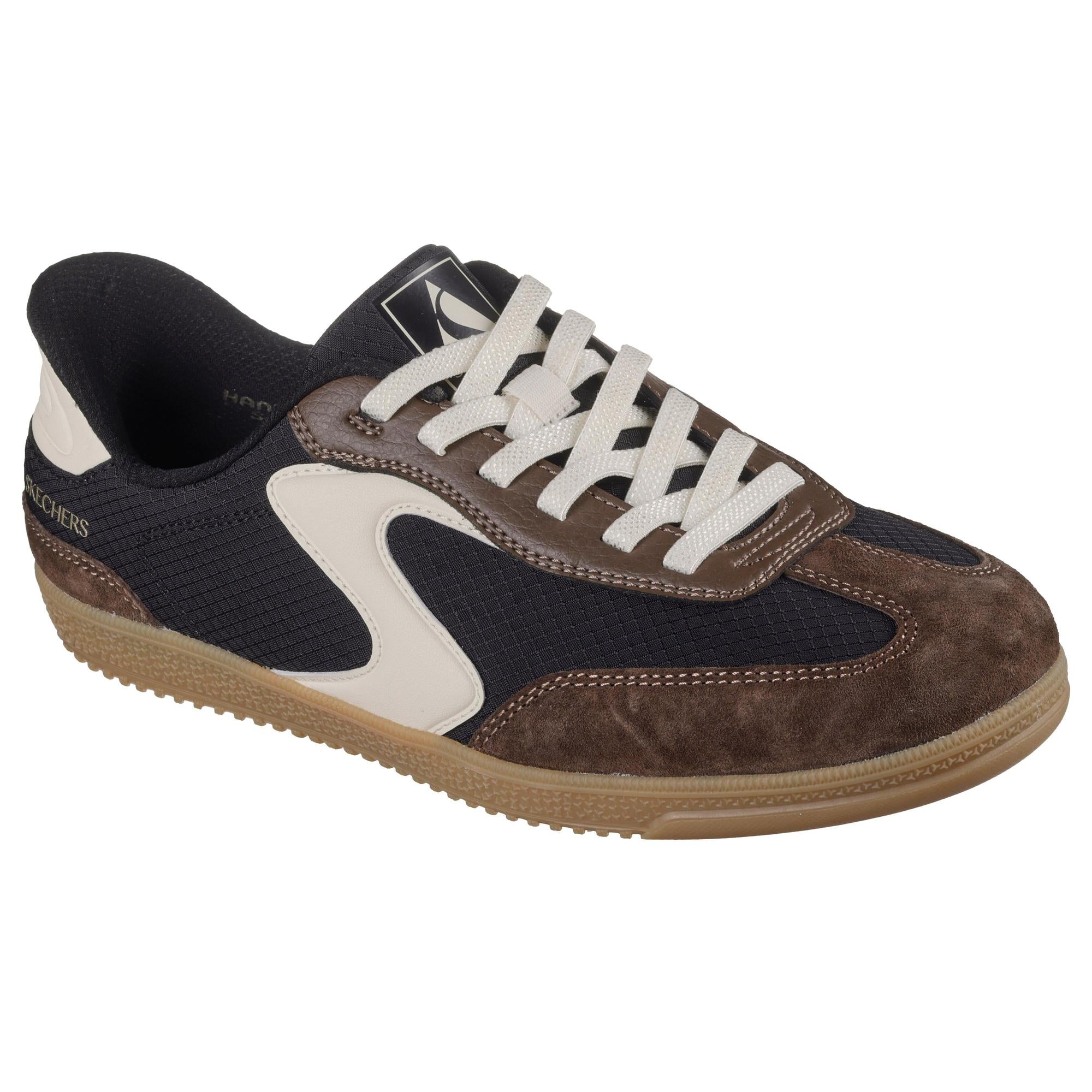 Skechers 185323 Hotshot Ladies Black/Brown Leather & Textile Slip On T