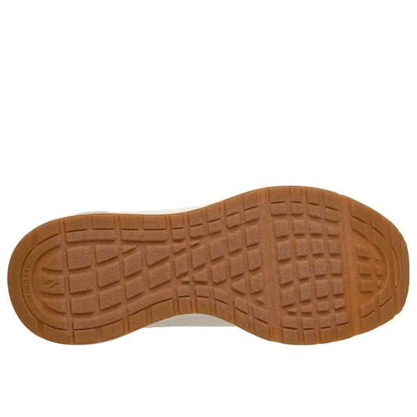 Skechers Women's White Slip-On Trainers, Uno Glide Air model with cushioned sole and textured rubber outsole.