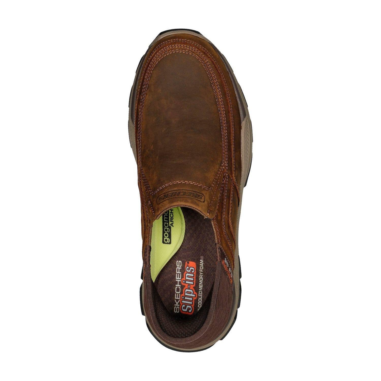 Skechers 204810 Respected - Elgin Hands Free Relaxed Fit Mens Wide Brown Leather Slip On Loafers-elevate your sole
