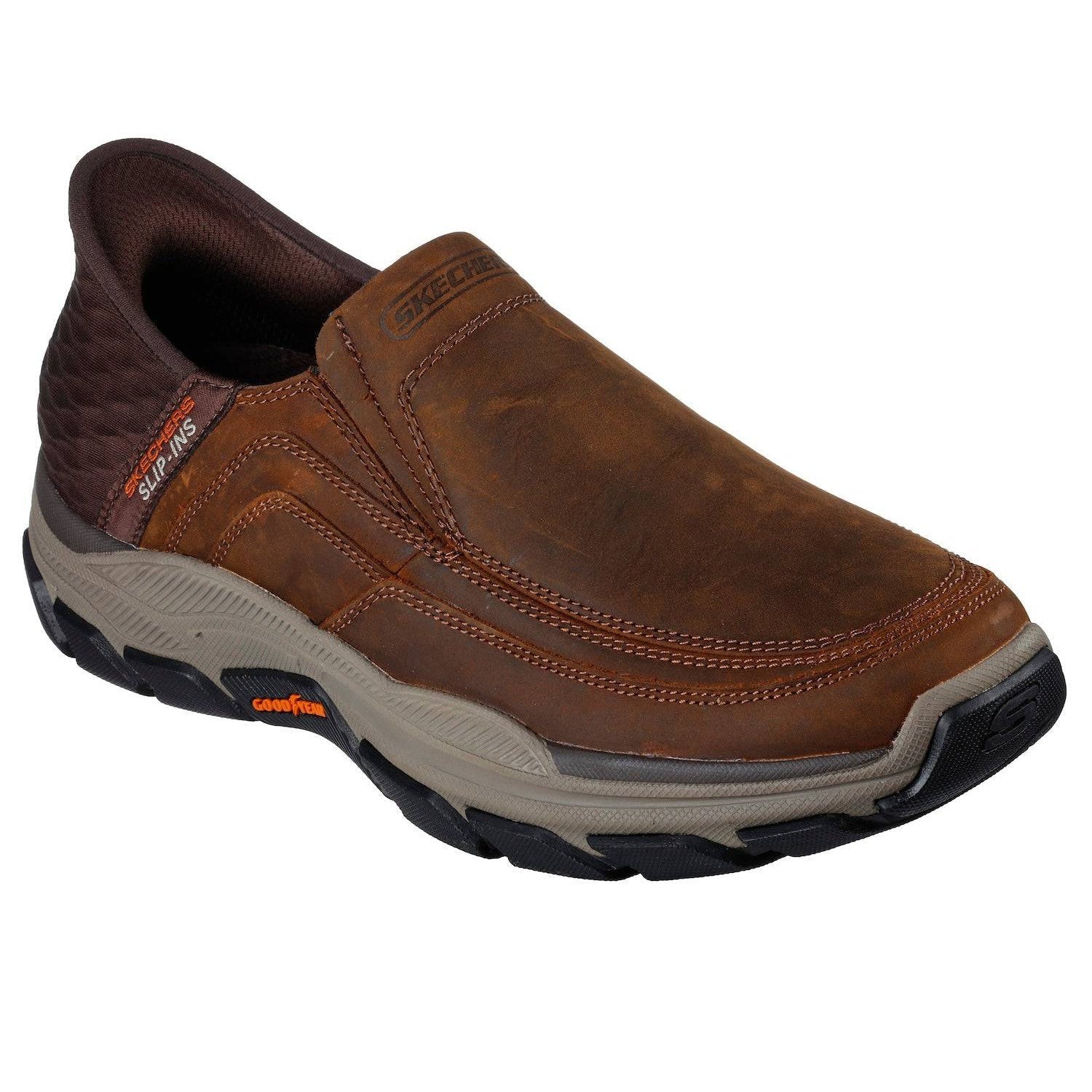 Skechers 204810 Respected - Elgin Hands Free Relaxed Fit Mens Wide Brown Leather Slip On Loafers-elevate your sole
