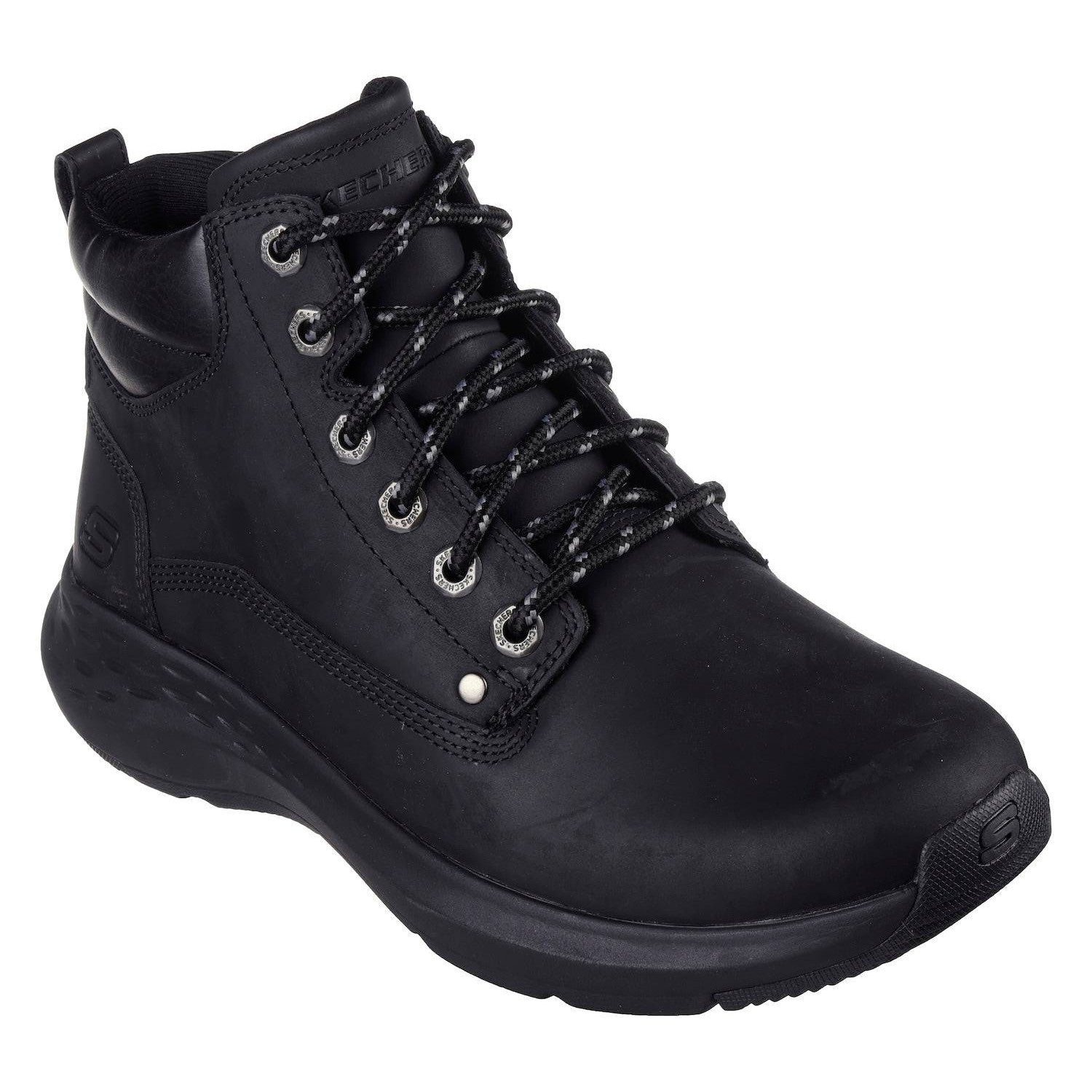 Skechers 205175 Parson - Ederic Relaxed Fit Mens Wide Black Leather Lace Up Ankle Boots-elevate your sole