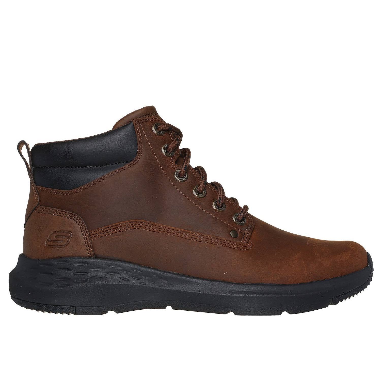 Skechers 205175 Parson - Ederic Relaxed Fit Mens Wide Brown Leather Arch Support Lace Up Ankle Boots-elevate your sole