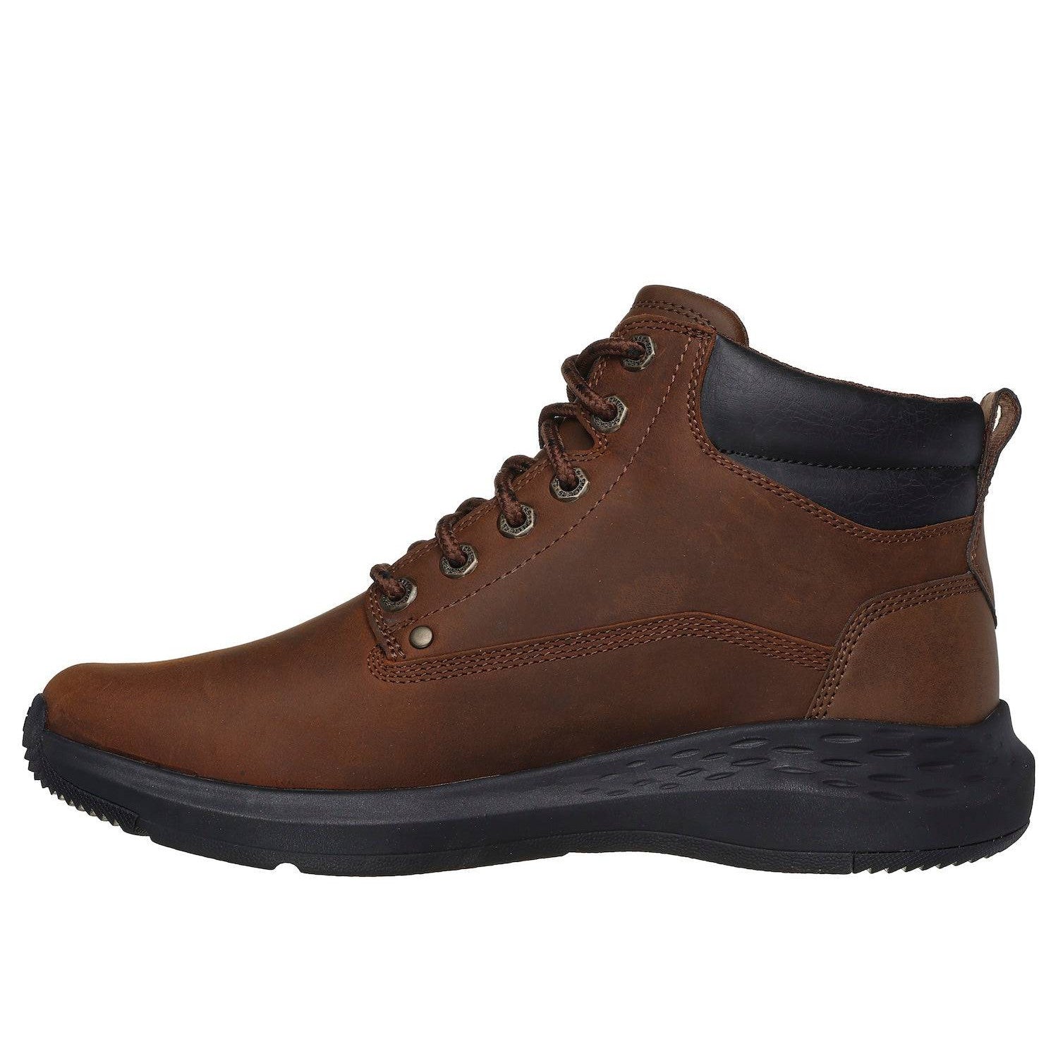 Skechers 205175 Parson - Ederic Relaxed Fit Mens Wide Brown Leather Arch Support Lace Up Ankle Boots-elevate your sole