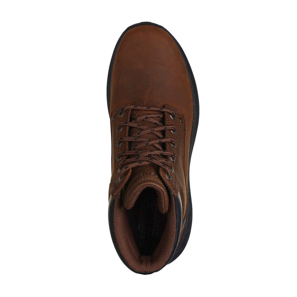 Skechers 205175 Parson - Ederic Relaxed Fit Mens Wide Brown Leather Arch Support Lace Up Ankle Boots-elevate your sole