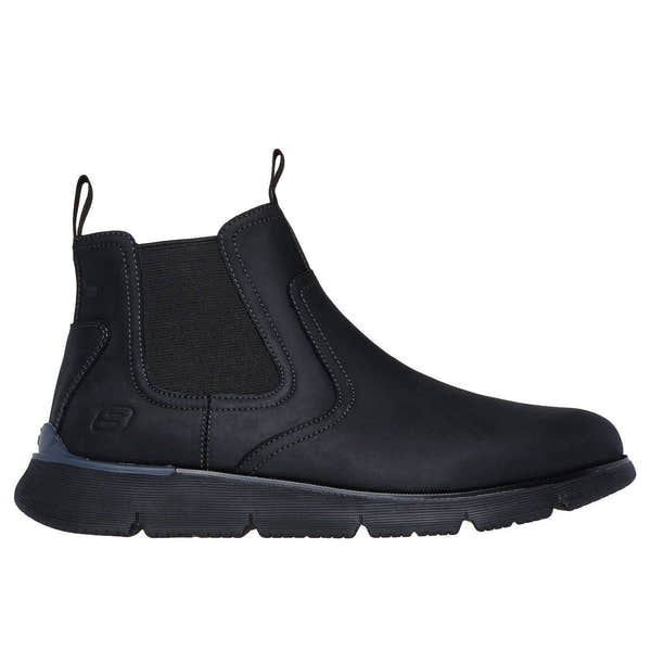 Skechers 205227 Augustino - Paulo Mens Black Leather Arch Support Pull On Ankle Boots-elevate your sole