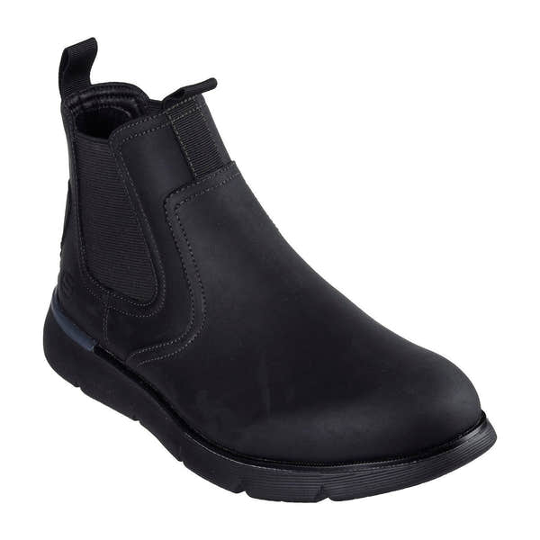 Skechers 205227 Augustino - Paulo Mens Black Leather Arch Support Pull On Ankle Boots-elevate your sole