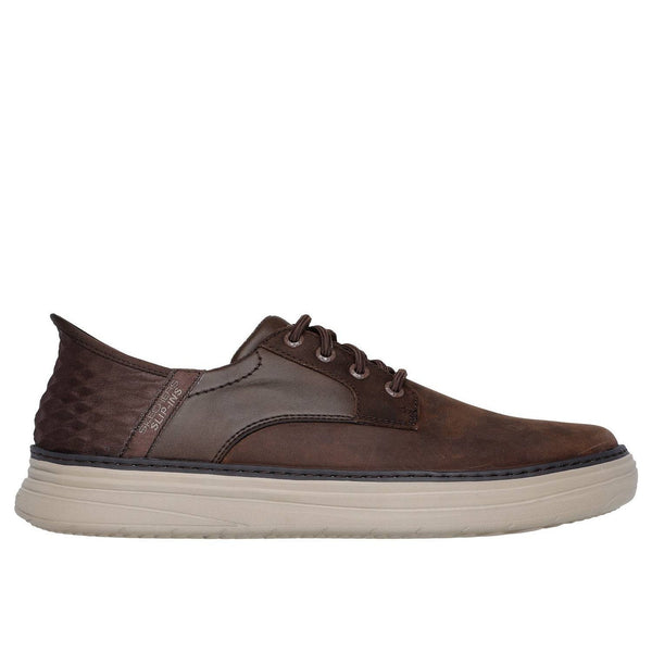 Skechers 205279 Hyland Radley Hands Free Relaxed Fit Mens Cocoa Brown Leather Arch Support Slip On Shoes-elevate your sole
