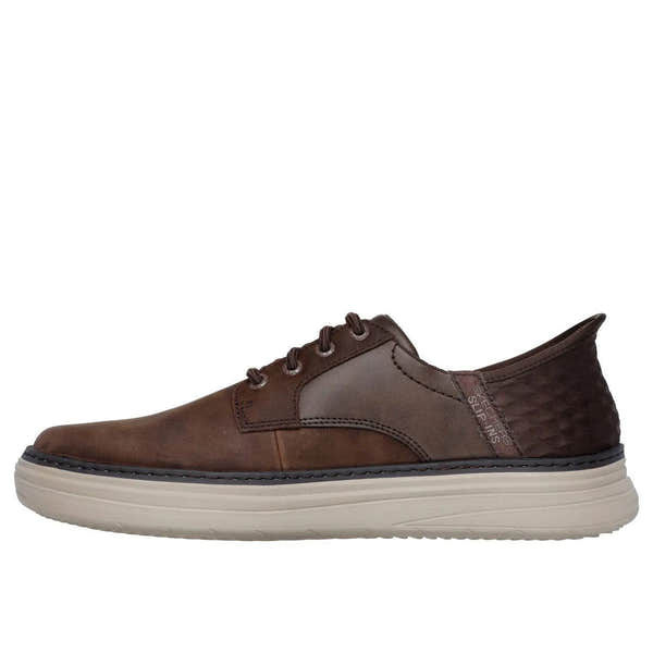 Skechers 205279 Hyland Radley Hands Free Relaxed Fit Mens Cocoa Brown Leather Arch Support Slip On Shoes-elevate your sole