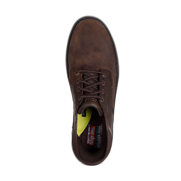 Skechers 205279 Hyland Radley Hands Free Relaxed Fit Mens Cocoa Brown Leather Arch Support Slip On Shoes-elevate your sole
