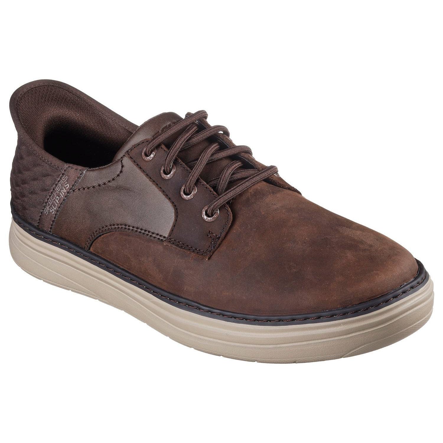 Skechers 205279 Hyland Radley Hands Free Relaxed Fit Mens Cocoa Brown Leather Arch Support Slip On Shoes-elevate your sole