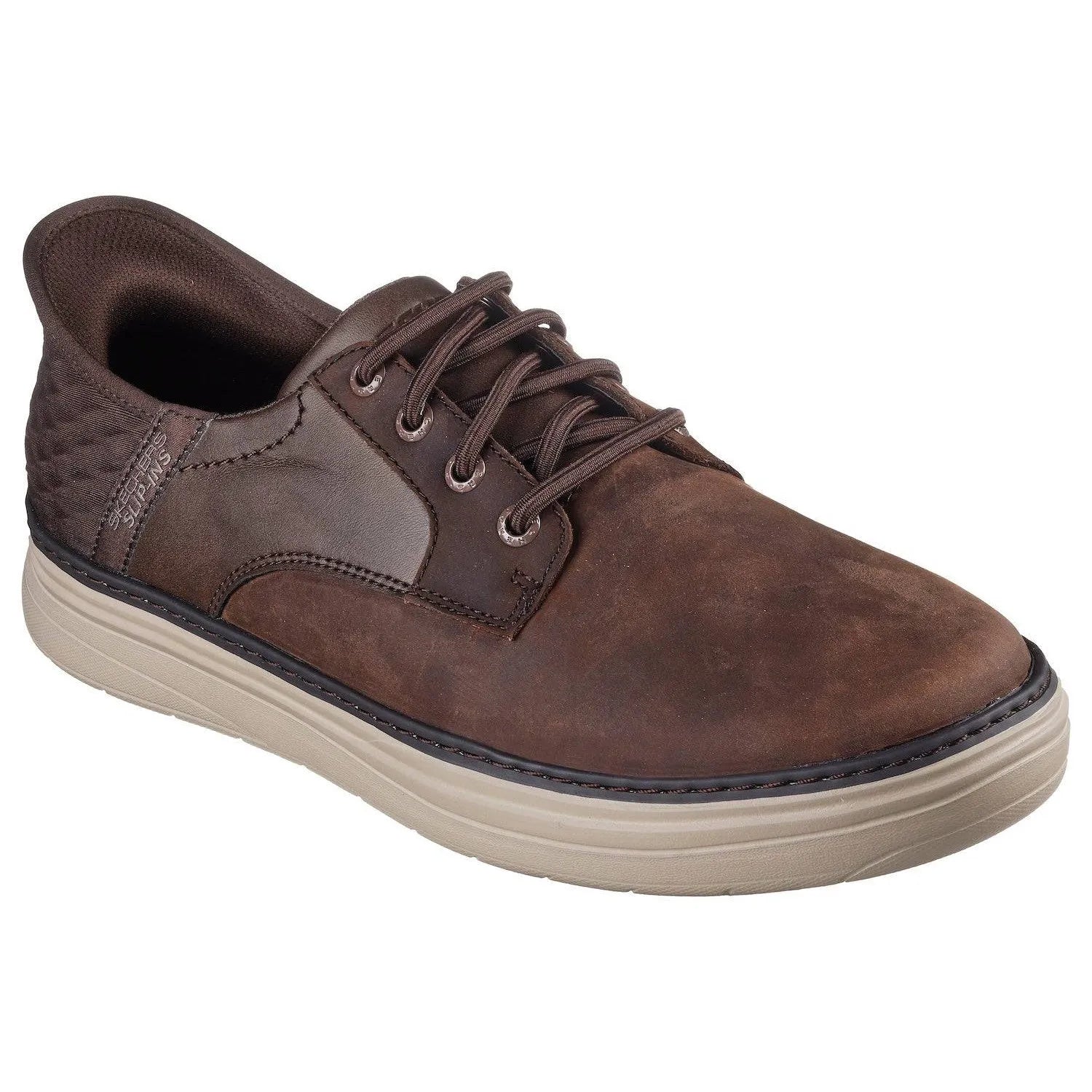 Skechers 205279 Hyland Radley Hands Free Relaxed Fit Mens Cocoa Brown Leather Arch Support Slip On Shoes-elevate your sole