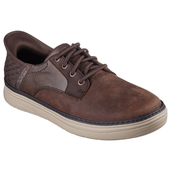 Skechers 205279 Hyland Radley Hands Free Relaxed Fit Mens Cocoa Brown Leather Arch Support Slip On Shoes-elevate your sole