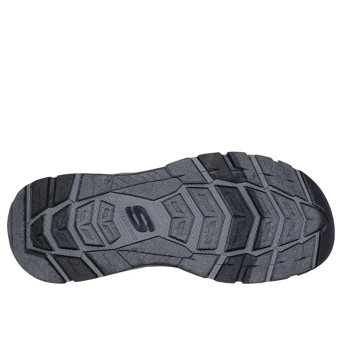 Skechers Tresmen Reece men's charcoal touch fastening sandals with rugged rubber outsole and durable straps.