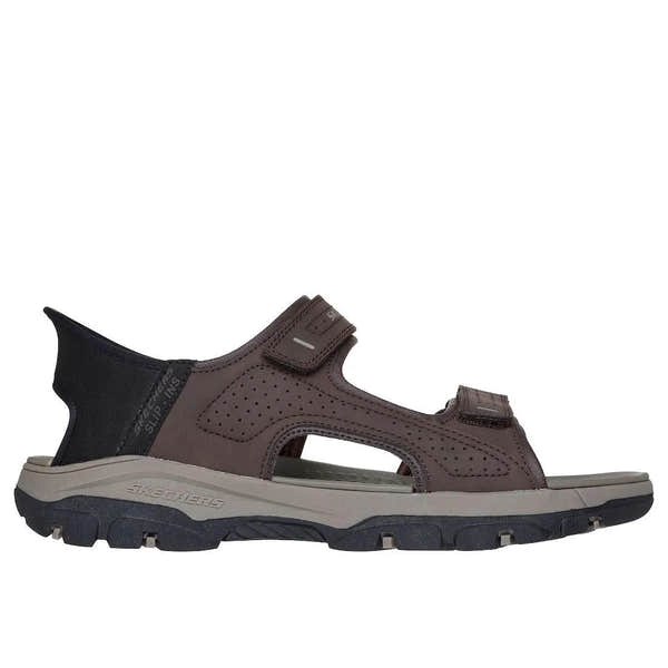 Skechers Tresmen Reece men's touch fastening sandals in chocolate with rugged sole and breathable design.