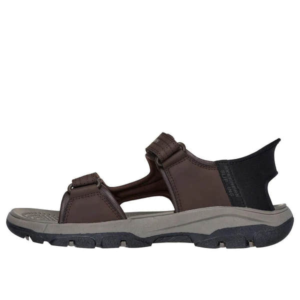 Skechers Tresmen Reece men's touch fastening sandals in chocolate, outdoor sport sandal with adjustable straps and rugged sole.