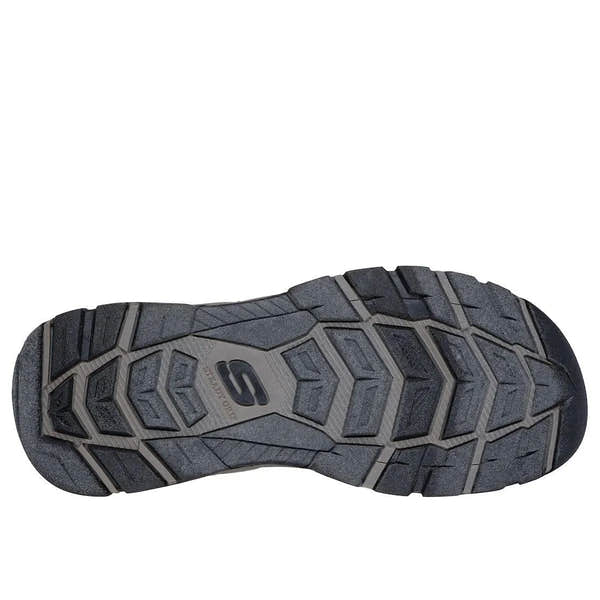 Skechers Tresmen Reece men's chocolate touch fastening sandals with rugged rubber sole and SlipResys technology.
