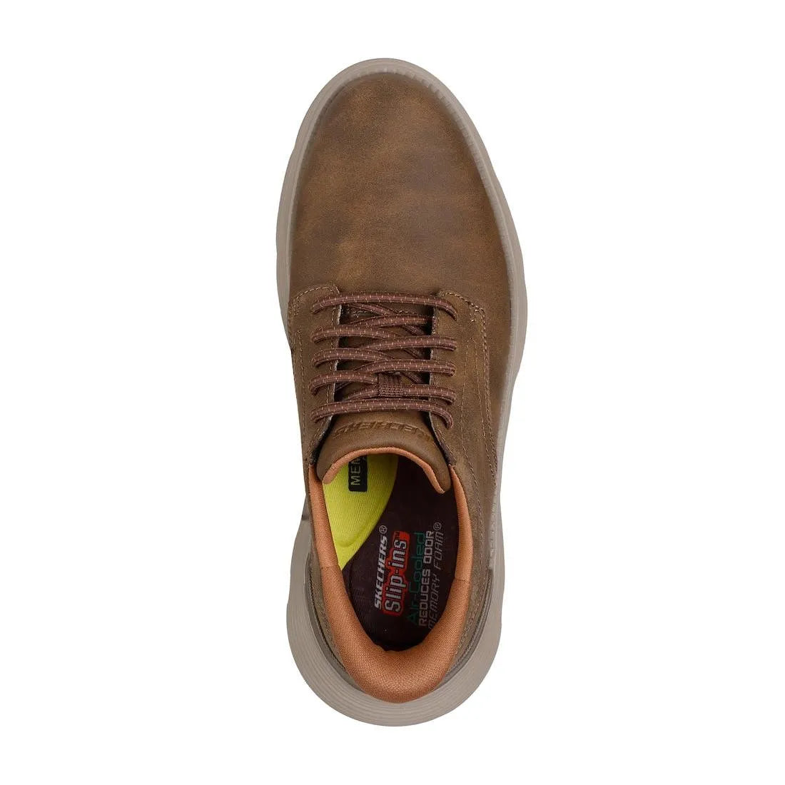 Men's Taupe Leather Lace-Up Trainers with Cushioned Insole and Durable Outsole.