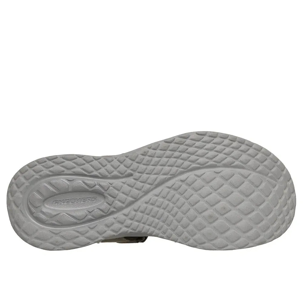 Skechers men's Charcoal Orvan SD-Gamble touch fastening sandals with cushioned sole and textured grip outsole.