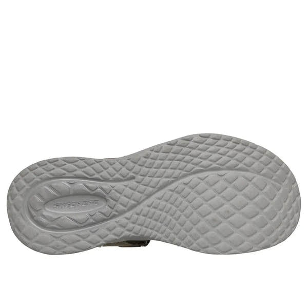 Skechers men's Charcoal Orvan SD-Gamble touch fastening sandals with cushioned sole and textured grip outsole.