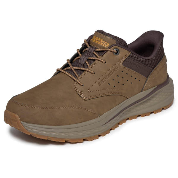 Skechers 211448 Slade Ultra - Ronan Mens Lt. Brown Textile Shoes, left side view.