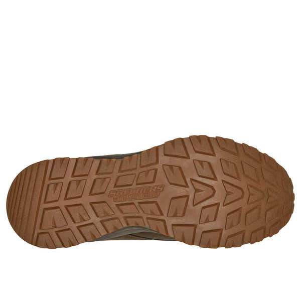 Skechers 211448 Slade Ultra - Ronan Mens Lt. Brown Textile Shoes, sole and tread view.