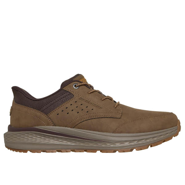 Skechers 211448 Slade Ultra - Ronan Mens Lt. Brown Textile Shoes, front three-quarter view.
